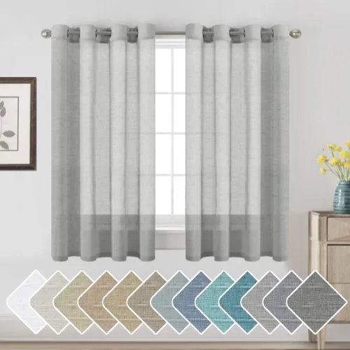 Miniatura 28 de H.VERSAILTEX Cortinas de 96 pulgadas de largo, cortinas de lino/cortinas transparentes de mezcla de lino natural/paneles/cortinas para sala