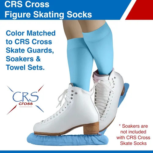 Miniatura 2 de CRS Cross Calcetines de patinaje artístico 2 pares de medias altas hasta la rodilla para patines de hielo calcetines de patinaje con pies medias