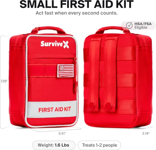 Miniatura 2 de SurviveX Pequeño kit de primeros auxilios para automóvil, viajes y hogar – Kit de emergencia para senderismo, camping, mochilero y al aire libre
