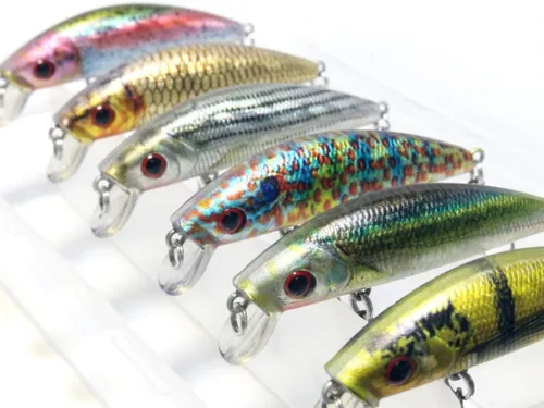 Miniatura 29 de Minnow Crankbait para pesca de lubina Señuelo de lubina Jerkbait Señuelos de pesca y caja de aparejos HC15KB