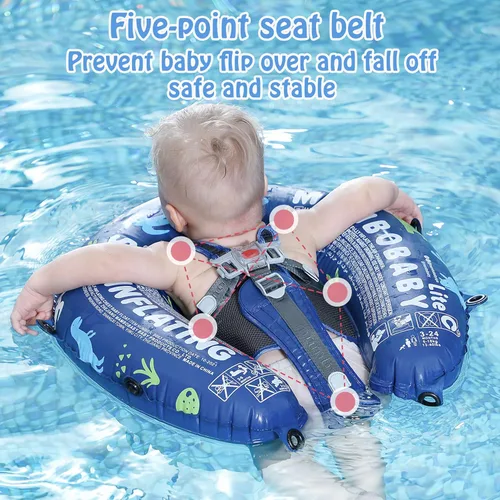 Miniatura 3 de Mambobaby Float - Flotador de natación para bebé autoinflable con toldo, flotador de piscina plegable comprimible para bebé, material suave Edición