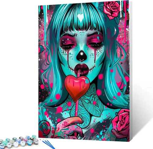 Miniatura 14 de Kits de Pintura de Diamantes Chica Negro Rosa para Adultos DIY Diferentes Pupilas Mujeres 5D Taladro Completo Redondo Cristal Diamantes de Imitación