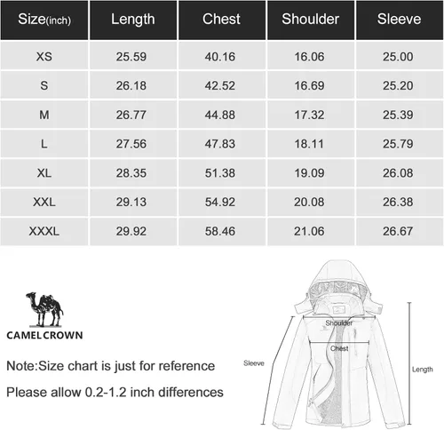 Miniatura 6 de CAMEL CROWN Chaquetas de esquí de invierno cálidas para mujer abrigo de nieve impermeable con capucha chaqueta de lluvia resistente al viento