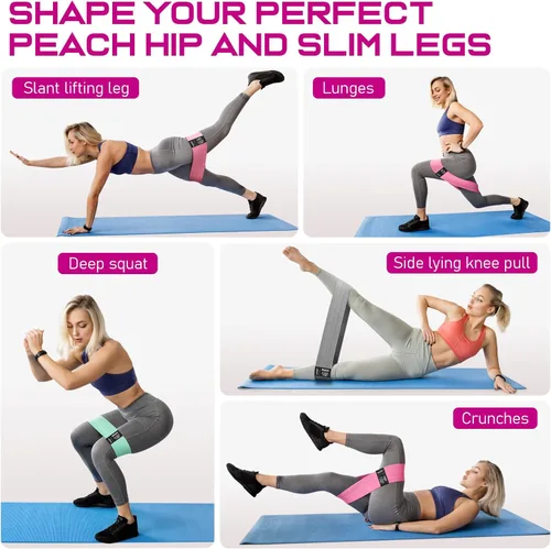 Miniatura 7 de WALITO Bandas de Resistencia para Entrenamiento, Bandas de Ejercicio de Tela para Piernas y Glúteos, Bandas de Entrenamiento para Mujeres y Hombres