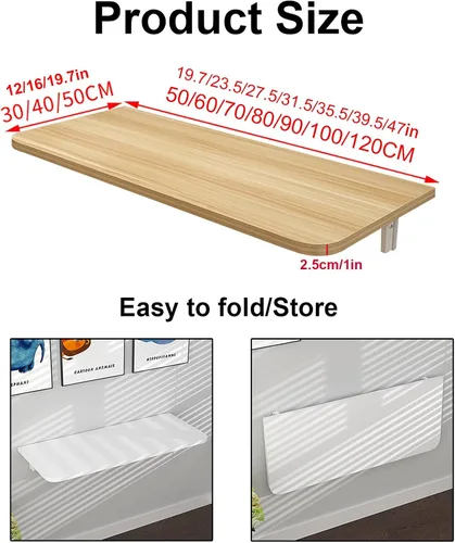 Miniatura 5 de Mesa plegable para lavandería, mesa plegable de hojas colgantes para montaje en pared, escritorio para computadora, soporte plegable resistente