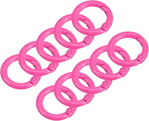 Miniatura 17 de uxcell Anillos redondos de resorte, hebilla de gatillo para bolsos, monederos, llavero Amarillo