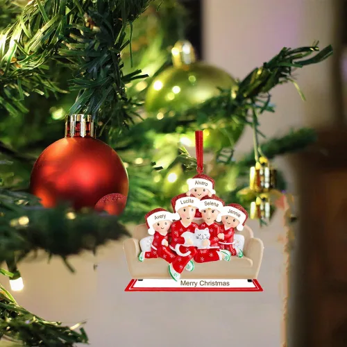 Miniatura 10 de Adornos de Navidad personalizados, nombres de familia, decoración de Navidad, decoración colgante de árbol, adorno de bendición de Feliz Navidad