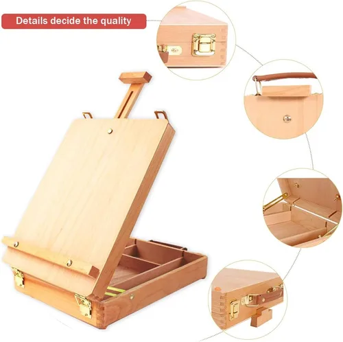 Miniatura 5 de Miratuso Art Supplies - Juego de arte de 27 piezas con 2 caballetes de mesa, pintura acrílica de 12 colores, 10 pinceles de pintura, 3 paneles