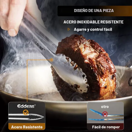 Miniatura 2 de Pinzas para cocinar – Pinzas de cocina de acero inoxidable de 600 grados resistentes al calor, pinzas de bloqueo de metal resistente, perfectas
