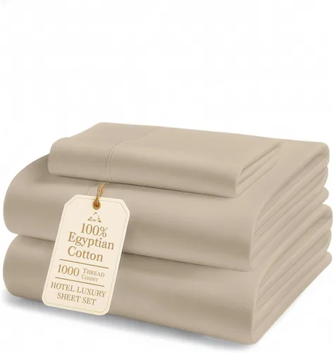 Miniatura 33 de Sábanas de algodón egipcio 100% tamaño Queen - Lujoso juego de sábanas Queen de 1000 hilos, naturalmente refrescantes y transpirables, tejido satén