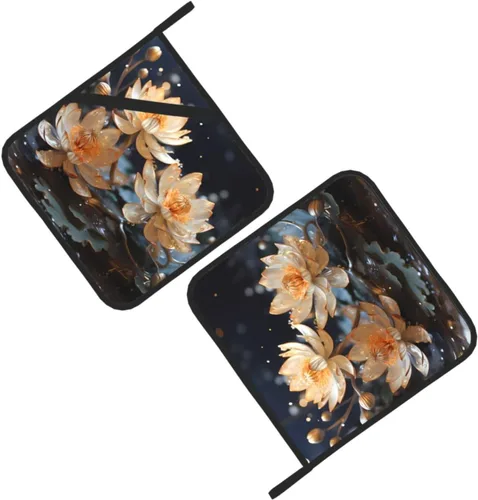 Miniatura 3 de Soportes para ollas de loto blanco bohemio para cocina, resistentes al calor, antideslizantes, almohadillas calientes para cocinar y hornear