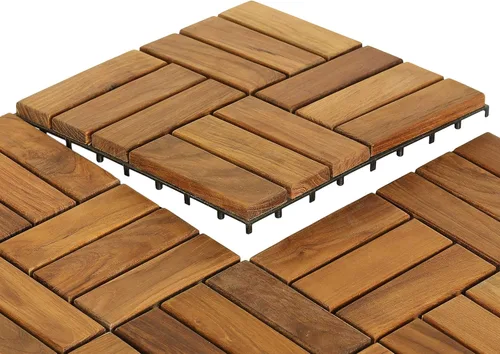 Miniatura 5 de Bare Decor EZ-Floor Pieza de Borde Final Piso Encastrable en Madera Maciza de Teca (Juego de 2)
