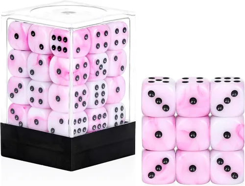 Miniatura 25 de 36 de paquete de dados de 12 mm de 6 caras MINI, juego de dados de patrón de perla, dados estándar de 6 caras para Yahtzee, Bunco o enseñanza