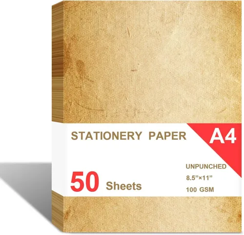 Miniatura 2 de Papel de hojas sueltas, papel de escritura de papelería, papel membrete antiguo vintage de 8.5 x 11 pulgadas, 50 hojas, papel de repuesto A4 sin