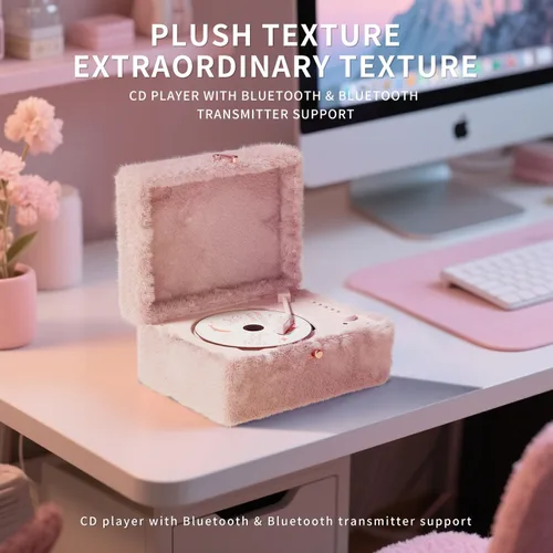 Miniatura 8 de Reproductor de CD rosa mullido con Bluetooth, control remoto