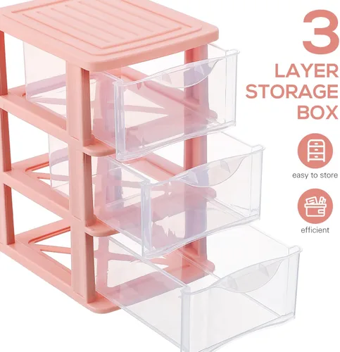 Miniatura 5 de Ipetboom Caja de almacenamiento transparente de escritorio, organizador de cajones de plástico, estuche de almacenamiento de cosméticos de 9.05 x