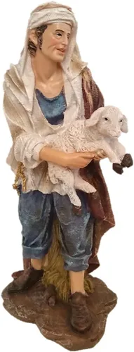 Miniatura 9 de Estatuilla grande de 12 pulgadas, juego de 11 piezas de construcción de resina de fibra de vidrio, belén de Navidad pintado a mano con hombres
