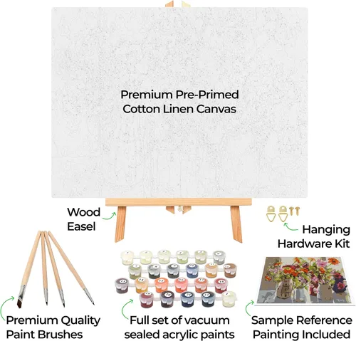 Miniatura 2 de Ledgebay Kit de Pintura por Números DIY para Adultos con Lienzo Enmarcado, de Principiante a Avanzado, los Kits Incluyen Juego de Pintura Acrílica