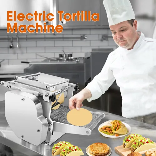 Miniatura 7 de Máquina eléctrica de tortillas, máquina automática de prensa de tortilla de maíz y harina de 2 a 7.8 pulgadas con revestimiento antiadherente, Negro