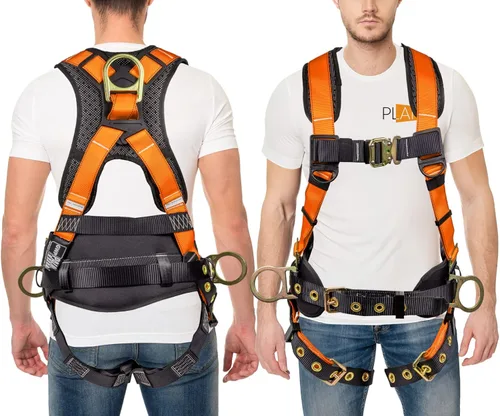 Palmer Safety Hammerhead - Arnés de seguridad acolchado de 5 puntos, pecho QCB, correas de patas con hebilla de lengua, anillos en D traseros y