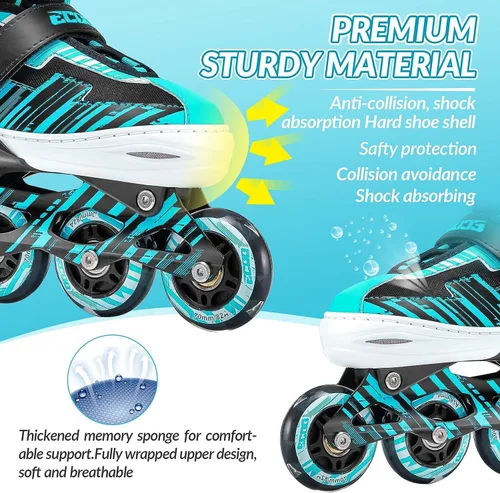 Miniatura 5 de Patines en línea ajustables para niños y niñas de 5-8 y 8-12 años con ruedas iluminadas, patines para niños de 4-12 años, patines para adolescentes