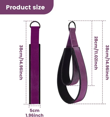 Miniatura 2 de 2 correas cómodas de doble bucle para Pilates de grosor mejorado, correa de anillo en D para gimnasio en casa y accesorios de entrenamiento de yoga