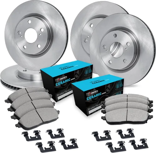 R1 Concepts Kit de freno delantero y trasero para Acura MDX 2007-2013, Acura ZDX 2010-2013, Honda Pilot 2009-2015| Rotores de freno en blanco | Kit
