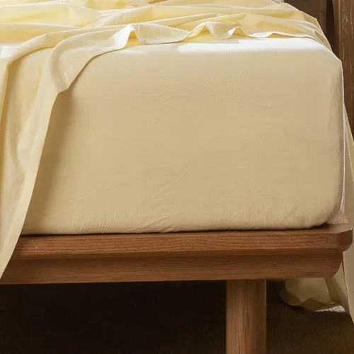 Miniatura 23 de MooMee Sábana bajera ajustable de solo 100% algodón lavado con textura parecida al lino, transpirable, duradera, suave, cómoda, bolsillo profundo