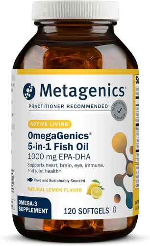 Metagenics OmegaGenics EPA-DHA 1000 mg - Suplemento de aceite de pescado Omega-3 de alta potencia para la salud del corazón, cerebro y