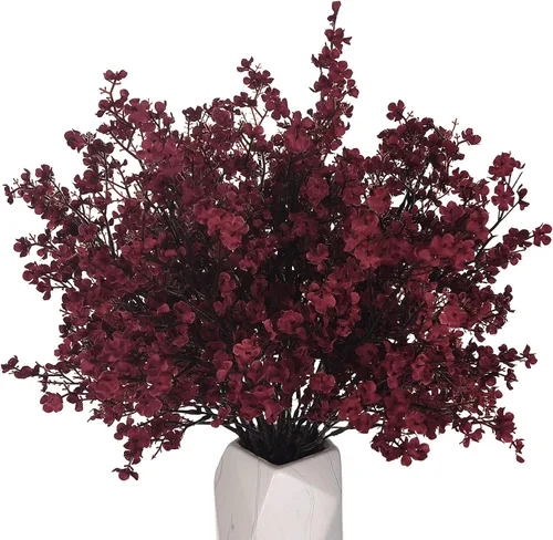Miniatura 17 de 15 piezas de flores artificiales de aliento de bebé, plantas de seda falsas con sensación real, ramos florales de bricolaje para decoración de bodas