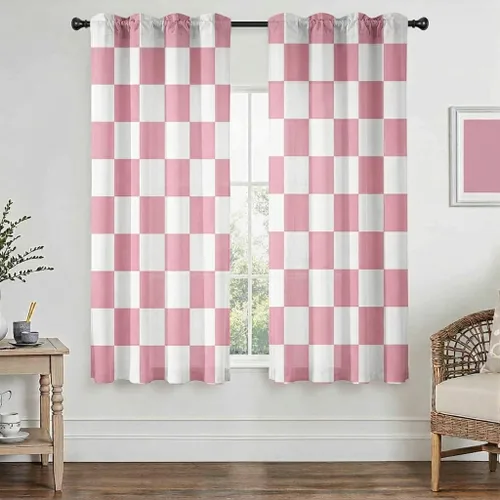 Miniatura 16 de Cortinas negras y rojas para sala de estar, 63 pulgadas de largo, cortinas geométricas modernas, blancas y grises, cortinas abstractas con bolsillo
