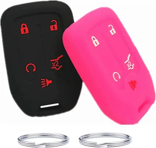 Funda de silicona para llavero compatible con Chevrolet Chevy Silverado Suburban Tahoe GMC Acadia Sierra Terrain Yukon HYQ1AA 1551A-AA 13508275A