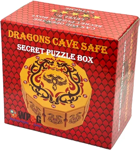 Miniatura 9 de Dragons Cave Safe Secret - Caja de rompecabezas con dinero y tarjetero de regalo en una caja de seguridad de madera IQ desafiante con compartimentos