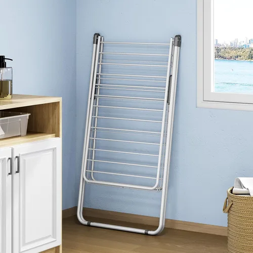 Miniatura 4 de KINGBOARD Tendedero Plegable para Ropa, Tendedero de Metal para Ropa con Altura Ajustable, Estante de Lavandería, Uso Interior y Exterior, Sin Blanco