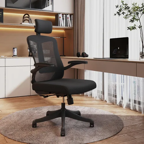 Miniatura 14 de Silla de oficina, silla ergonómica de escritorio cómoda para el hogar, silla de juegos con respaldo medio con ruedas, altura ajustable, soporte