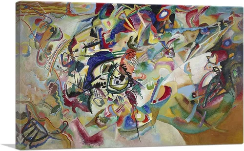 ARTCANVAS Wassily Kandinsky - Lienzo decorativo de composición VII de 1913, pintura enmarcada estirada, póster con imagen giclée, decoración de