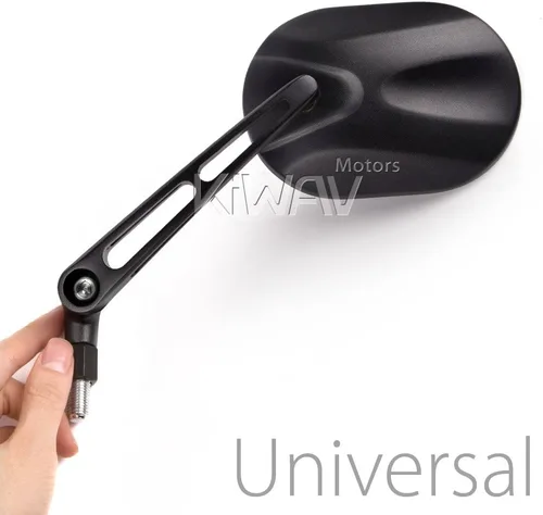 Miniatura 8 de KiWAV Espejos retrovisores laterales para motocicleta, color negro, convexo, aluminio, ajustable, rectángulo, ovalado, de 0.394 in y 5/16 pulgadas