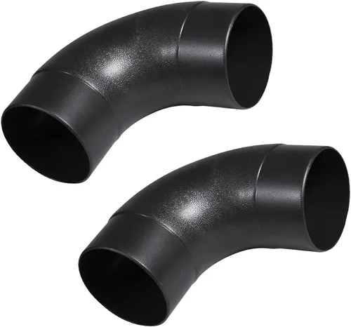 POWERTEC 70105-P2 4 Pulg. Conector de Codo de 90 Grados - Conector de Ángulo Recto de Colector de Polvo de Plástico ABS 3-Negro