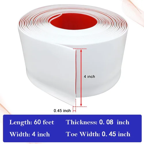 Miniatura 6 de LSGCQ Moldura Flexible para Zócalo de 4 Pulgadas x 60 Pies, Base de Pared de Vinilo Autoadhesivo, Despegar y Pegar, Base Cóncava de Goma, Moldura