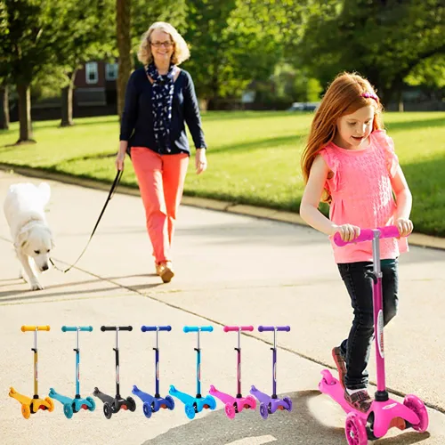 Miniatura 9 de ChromeWheels Mini Scooter para Niños Pequeños, Scooters Deluxe de 3 Ruedas para Niños, 4 Alturas Ajustables con Scooters de Patada, Rosa