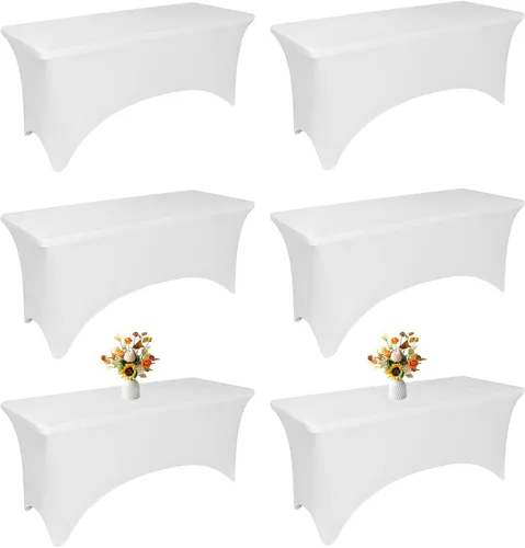 Miniatura 9 de Fundas de Mesa de Spandex Negro para Mesas de 6 Pies - Protector de Mantel Rectangular Universal Ajustado Elástico de 6 Pies, Lavable y Resistente a