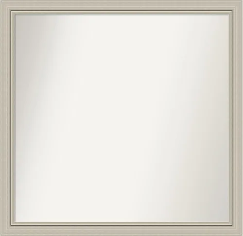 Miniatura 502 de Amanti Art Espejo de baño plateado para sobre fregadero, 23 x 23 pulgadas, espejo cuadrado plateado en ángulo, marco de madera moderno medio, se