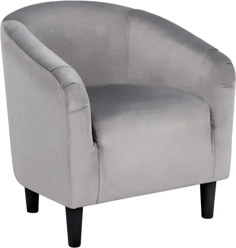 Yaheetech Silla de Sala de Estar, Silla de Acento de Terciopelo, Silla Barril Tapizada, Silla de Asiento con Reposabrazos y Respaldo Bajo para Sala