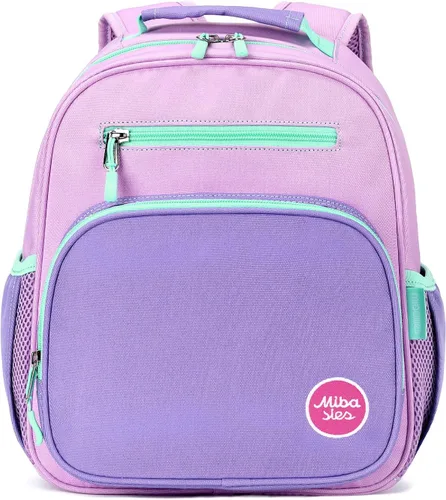 Miniatura 2 de mibasies Mochila para niñas y niños, ideal para niños y niñas, mochila para preescolar jardín de infantes y primaria, Púrpura claro, Niñito-12