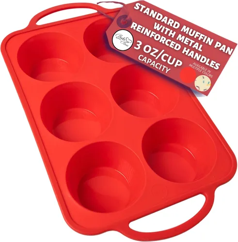 Miniatura 18 de BAKE BOSS Molde de Silicona Confetti para Muffins Jumbo de 6 Cavidades–Moldes Antiadherentes para Cupcakes para Hornear, Moldes de Silicona Grandes