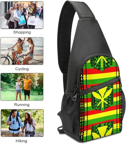 Miniatura 3 de Tribal Kanaka Maoli Bandera Impreso Bandolera Bandolera Hombro Mochila Pecho Lateral Daypack para Viajes Senderismo