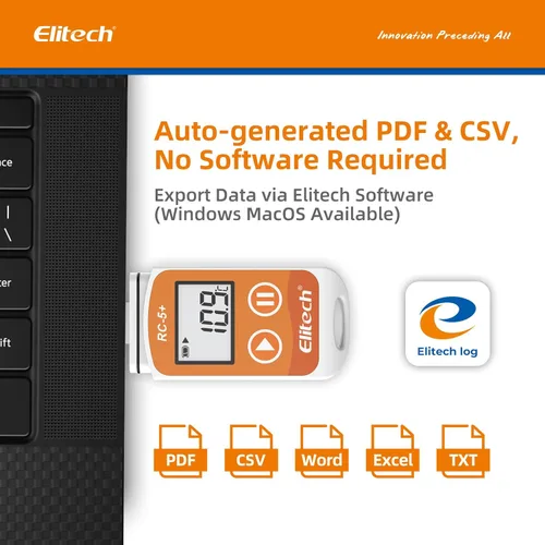 Miniatura 2 de Elitech RC-5+ Registrador de datos de temperatura USB PDF digital, grabador reutilizable, termómetro para refrigerador, 32000 puntos de alta Celsius
