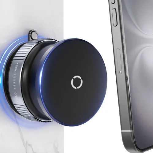 Soporte magnético para teléfono con ventosa [giratorio de 360°] compatible con MagSafe iPhone para ducha, cocina, gimnasio, vidrio, espejo, Negro