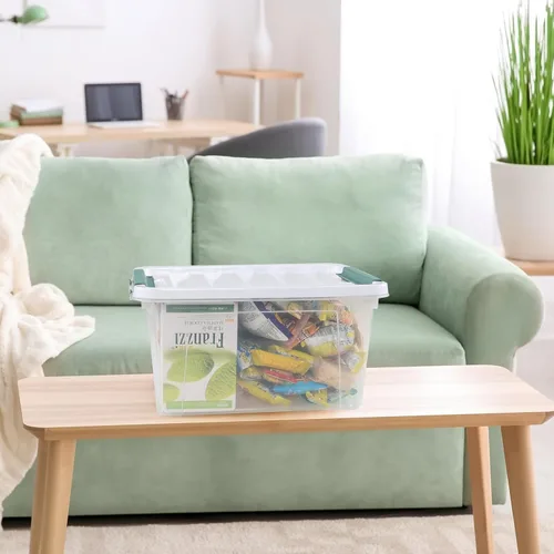 Miniatura 4 de Paquete de 6 cajas de almacenamiento de plástico de 20 L, caja de almacenamiento transparente con tapas