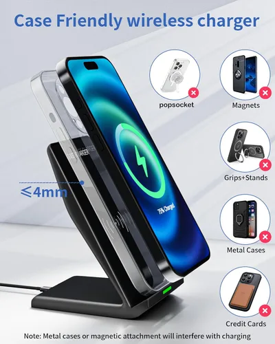 Miniatura 6 de Cargador inalámbrico rápido para Samsung, soporte de carga inalámbrica de 15 W, soporte de cargador de teléfono de escritorio con PD 20 W, adaptador
